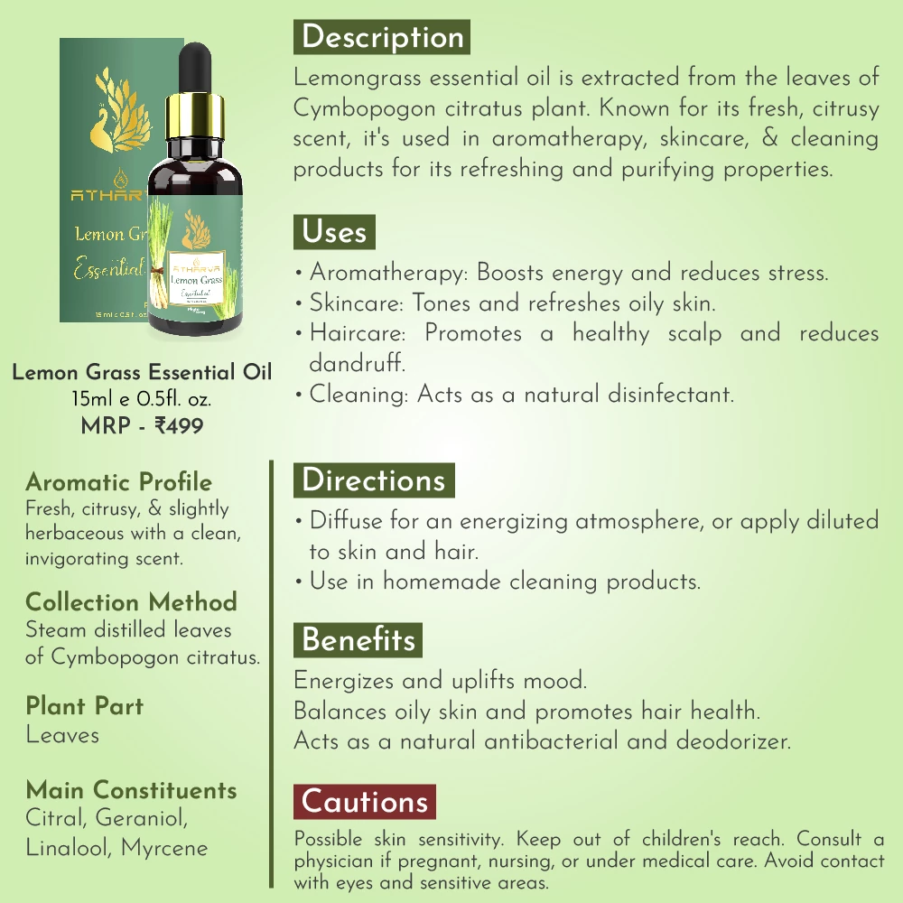 RBV B2B Atharva Lemon Grass Essential Oil (15ml)-12 Pcs.